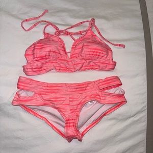 Athleta Pink Strappy Bikini Set